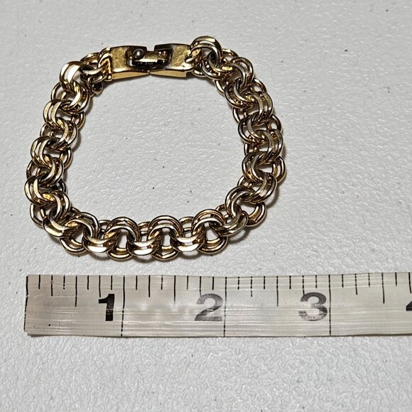 Vintage Elegant Gold Tone Chain Link Chunky Bracelet Retro Fashion Jewelry Women - Picture 6 of 6